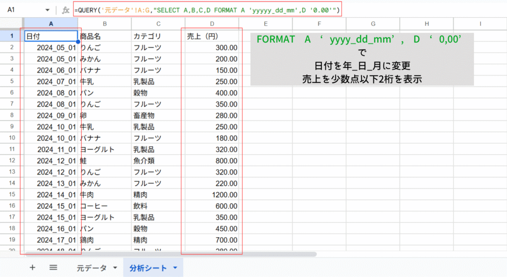 formatで自由自在に書式を変更できる