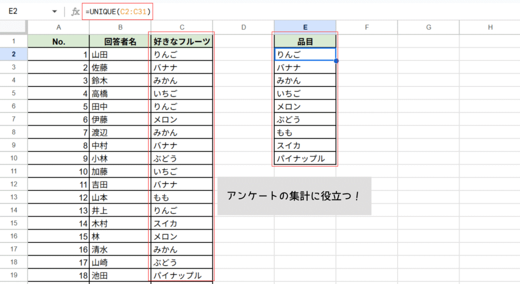 アンケート集計に便利